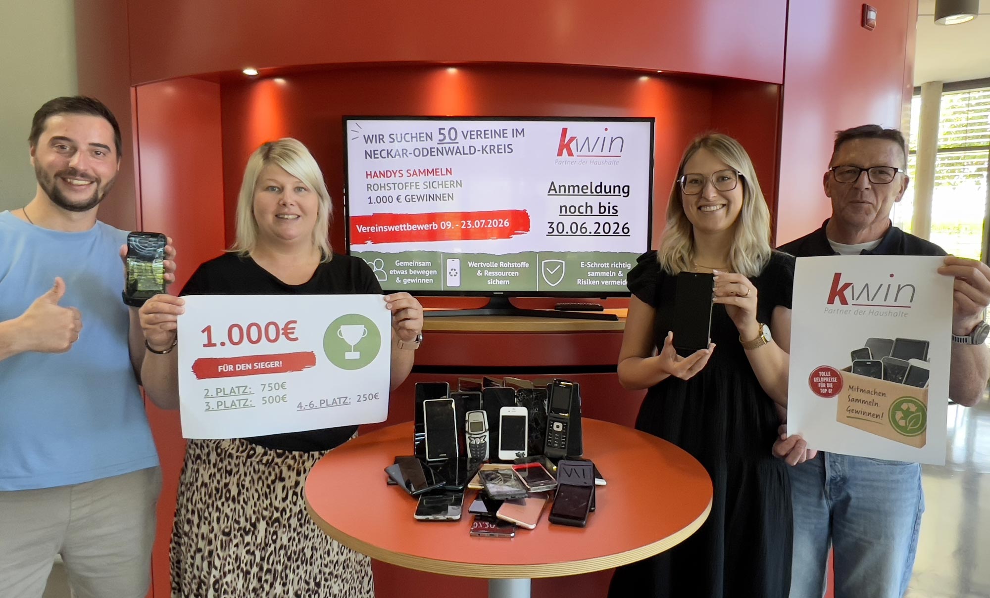 Noch bis zum 30.06. läuft die Anmeldefrist zum ersten kreisweiten Handy-Sammel-Vereinswettbewerb der KWiN – für den Gewinner winken 1.000€